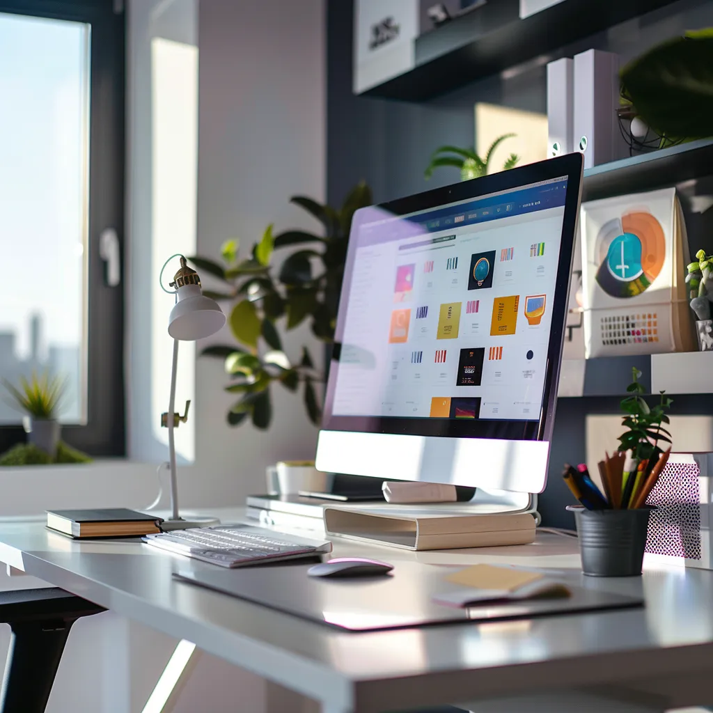 une image saisissante montre un module wordpress moderne sur un écran d’ordinateur élégant et minimaliste, mettant en avant son interface utilisateur conviviale avec des icônes colorées sur fond d'un espace de travail professionnel, lumineux et épuré.