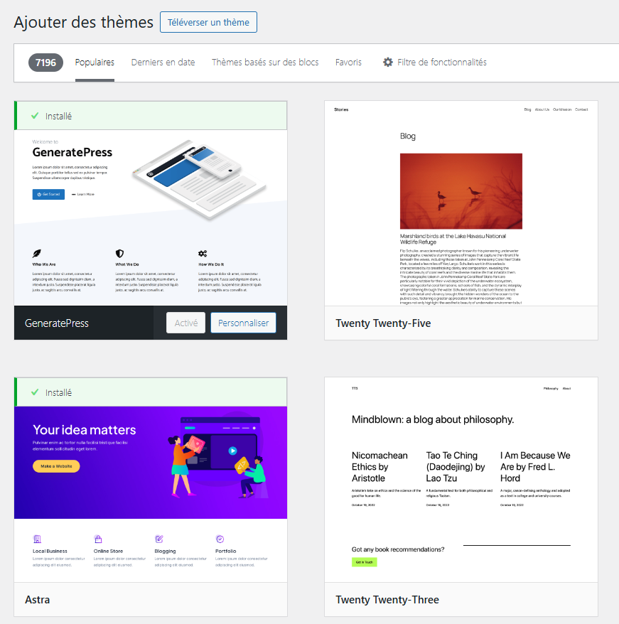 Thèmes et plugins WordPress