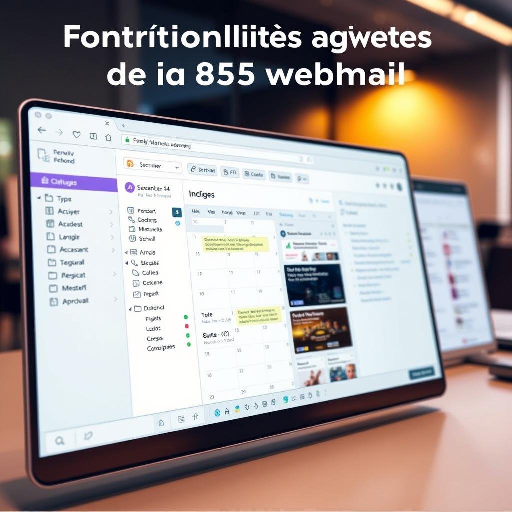 A sleek, modern user interface with an intuitive layout, showcasing the advanced features of the ia85 webmail platform. In the foreground, a clean and organized inbox view with customizable filters and sorting options. In the middle ground, a visually appealing calendar view displaying upcoming events and appointments. In the background, a sophisticated sidebar with quick access to various tools and settings, all bathed in a warm, professional lighting that enhances the premium feel of the webmail experience. The image conveys a sense of efficiency, productivity, and technological sophistication, perfectly aligning with the "Fonctionnalités avancées de ia 85 webmail" section of the guide. A sleek, modern user interface with an intuitive layout, showcasing the advanced features of the ia85 webmail platform. In the foreground, a clean and organized inbox view with customizable filters and sorting options. In the middle ground, a visually appealing calendar view displaying upcoming events and appointments. In the background, a sophisticated sidebar with quick access to various tools and settings, all bathed in a warm, professional lighting that enhances the premium feel of the webmail experience. The image conveys a sense of efficiency, productivity, and technological sophistication, perfectly aligning with the "Fonctionnalités avancées de ia 85 webmail" section of the guide.