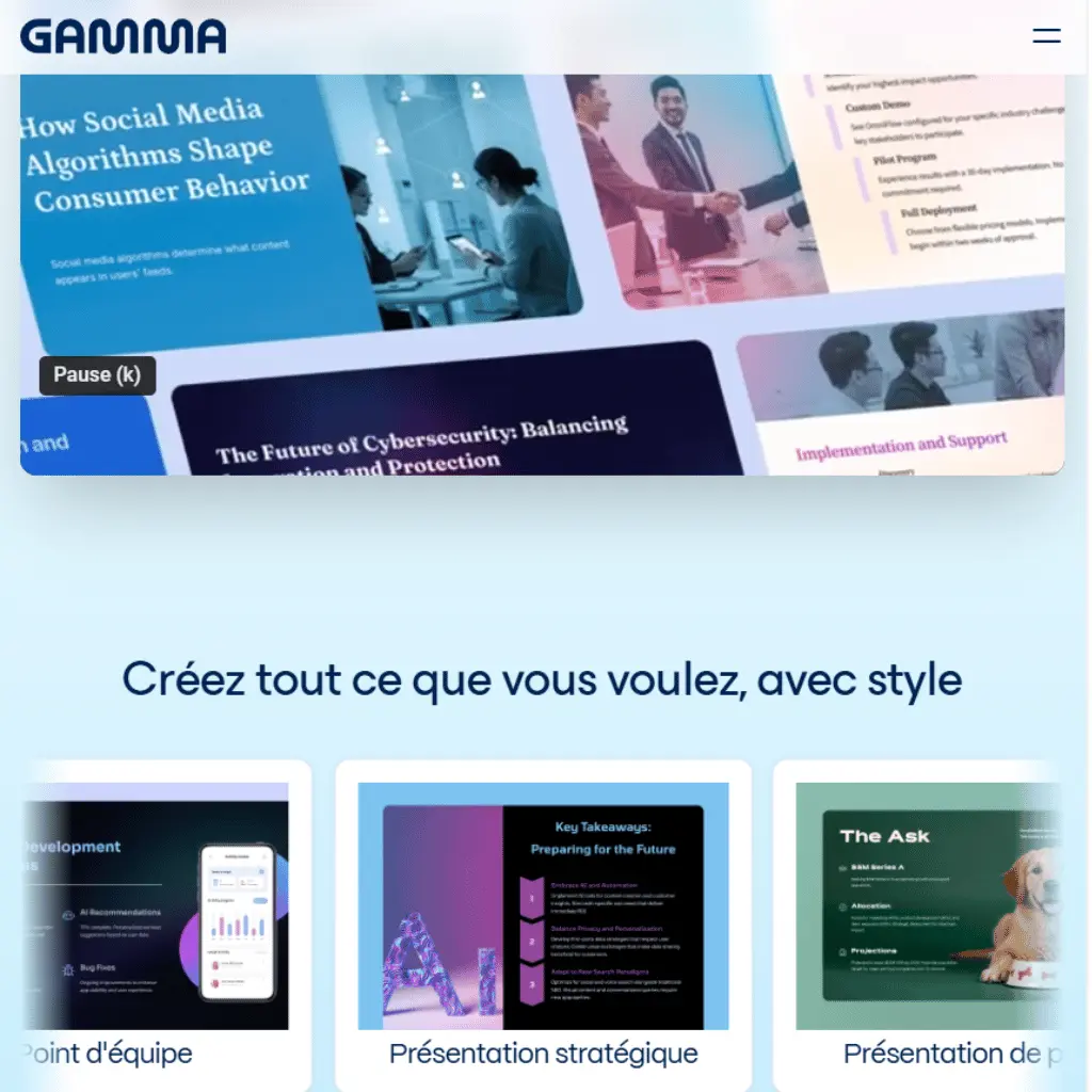 Gamma IA Presentation O Et Comment Acc der L outil