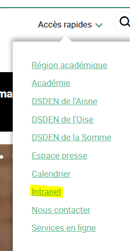 Page de connexion de l'intranet AC Amiens