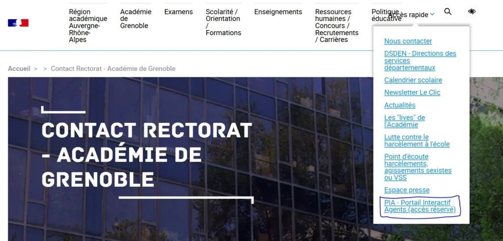 PIA portail interactif agents académie de Grenoble