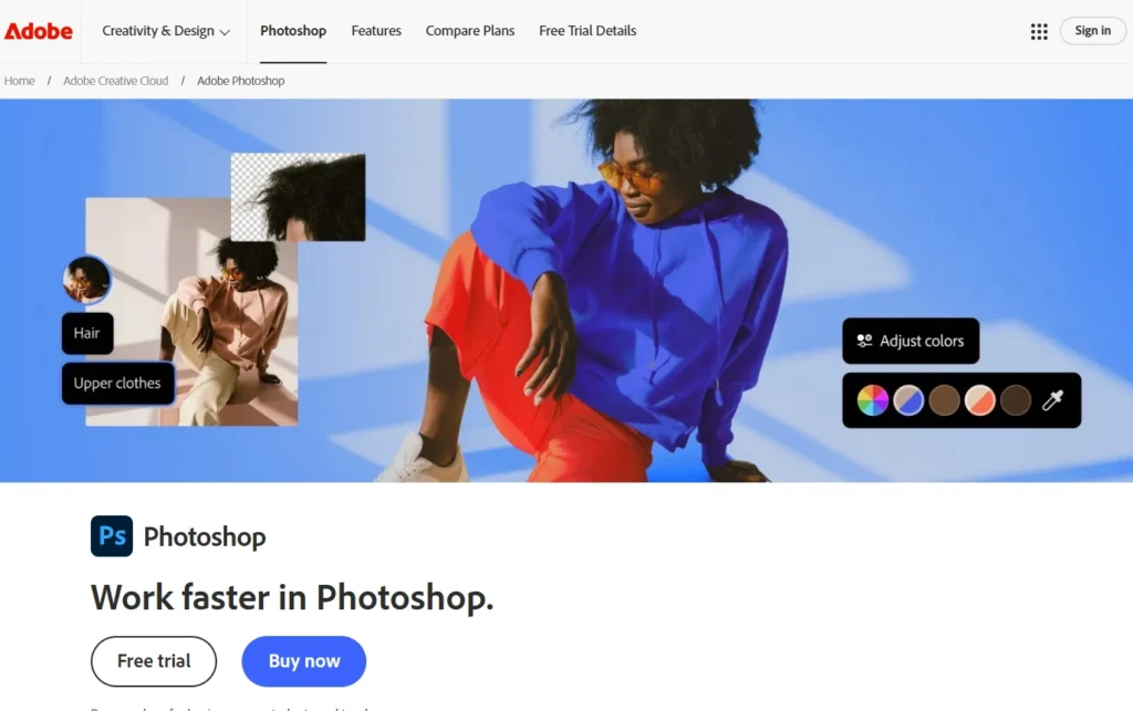 Interface Photoshop pour la retouche d'image