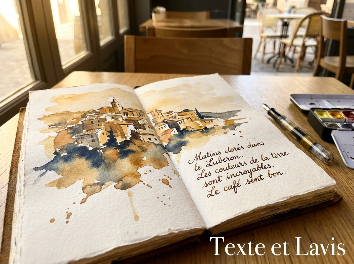 Associer texte et lavis sur une même page