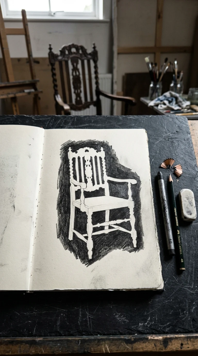 Dessiner un objet en te concentrant uniquement sur les vides autour de lui