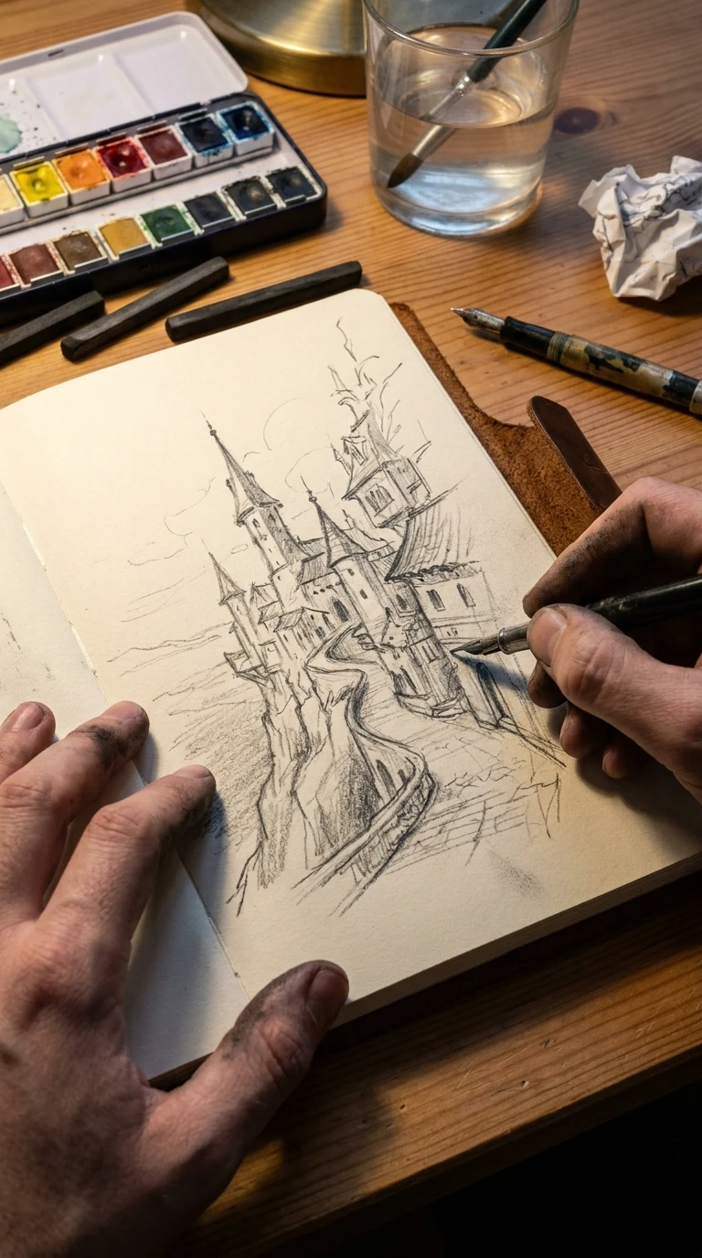 Dessiner une scène imaginée d'une destination