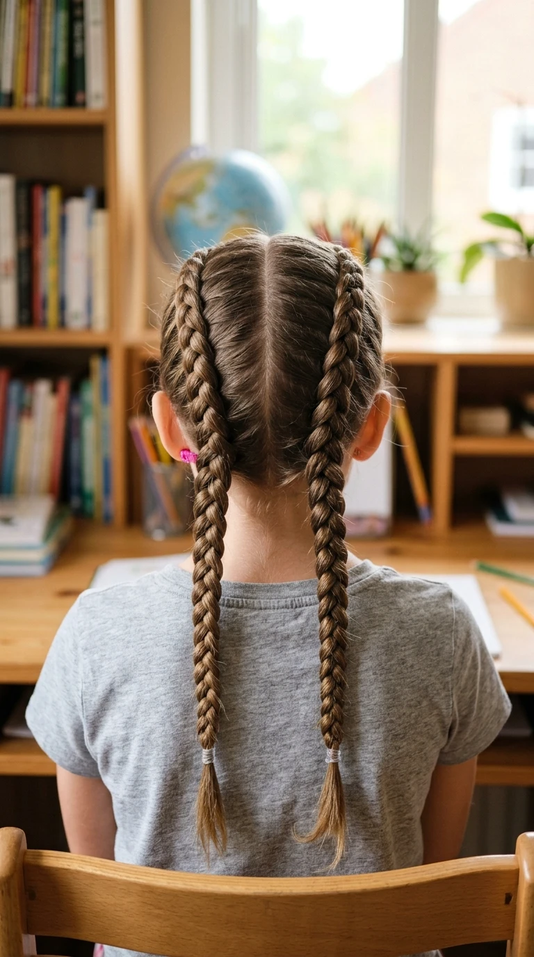 Deux tresses collées vers l'arrière