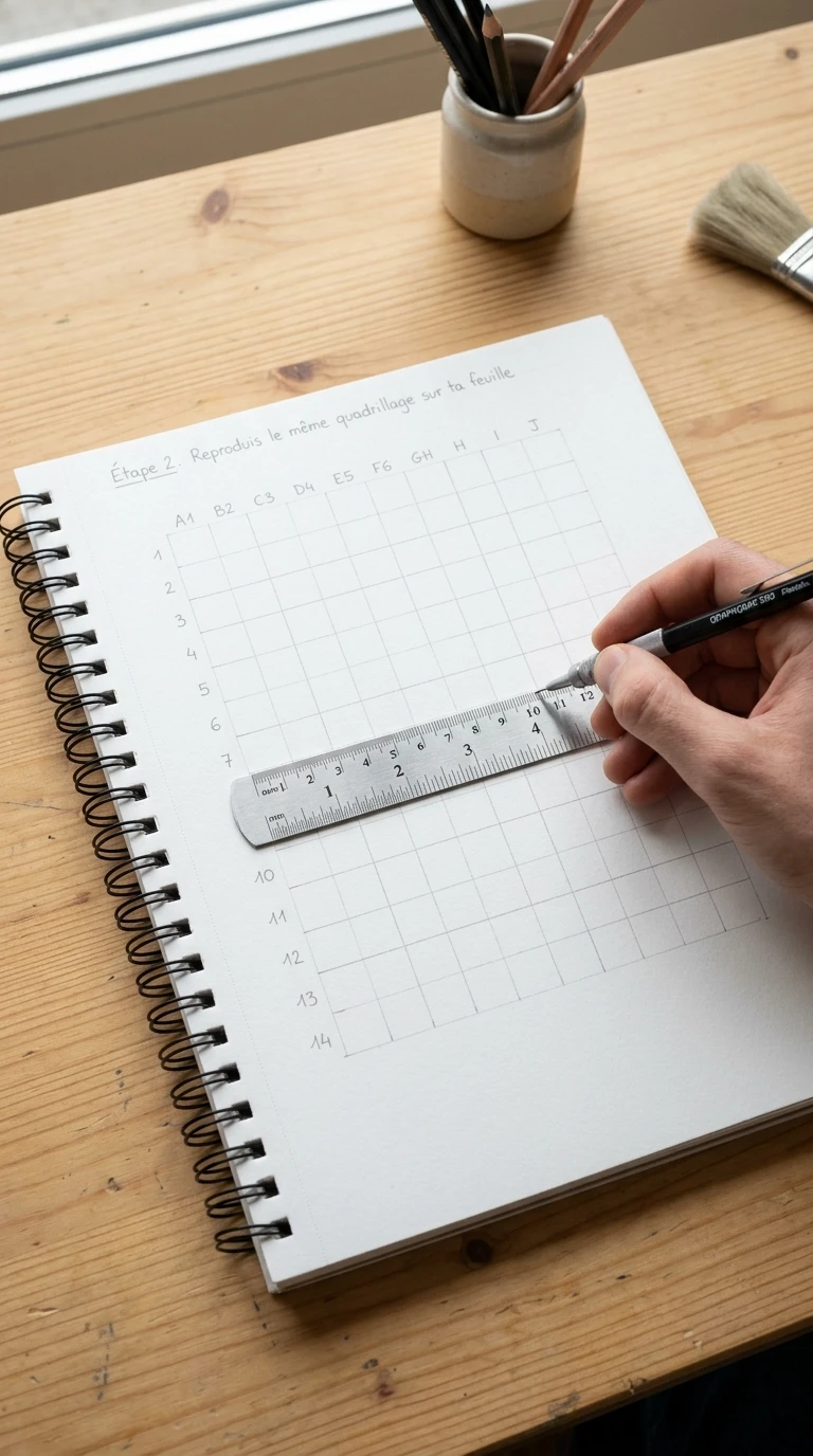 Étape 2. Reproduis le même quadrillage sur ta feuille