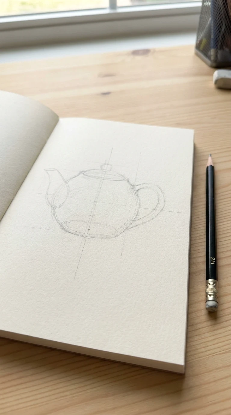 Étape . Trace les formes de base très légèrement
