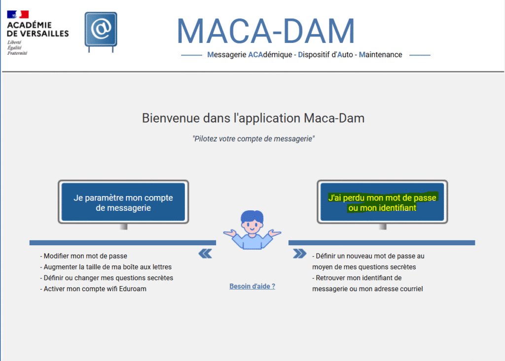 réinitialisation mot de passe webmail versailles