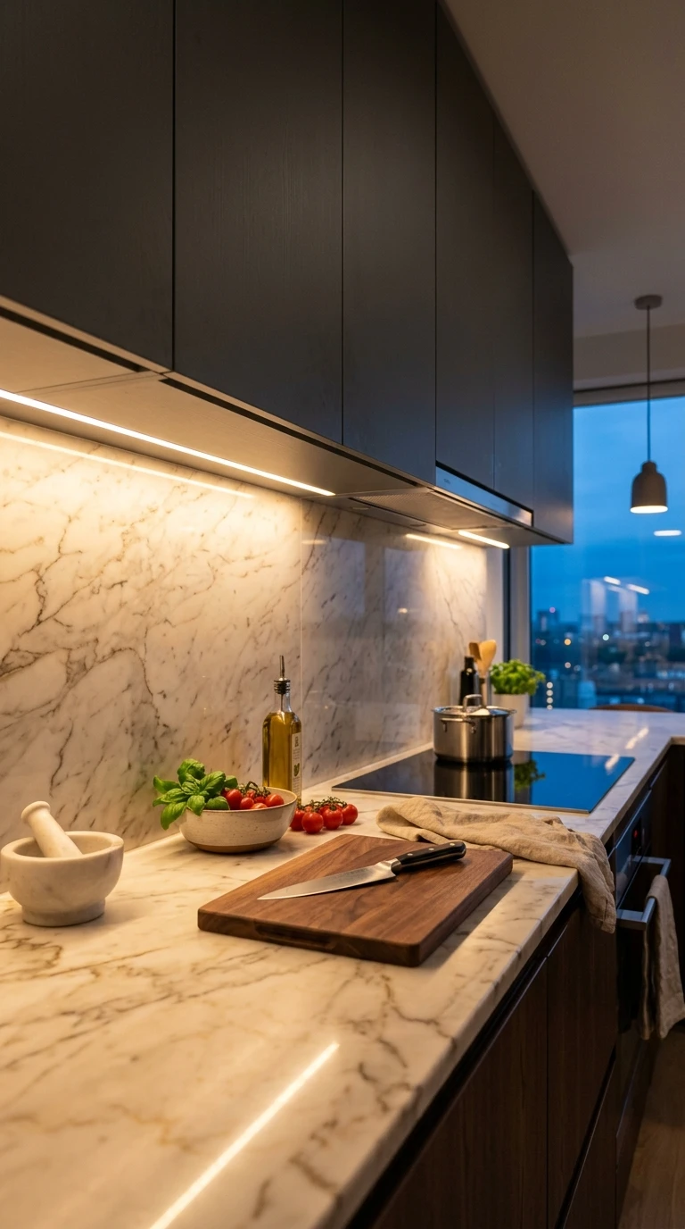 La bande LED sous les meubles hauts