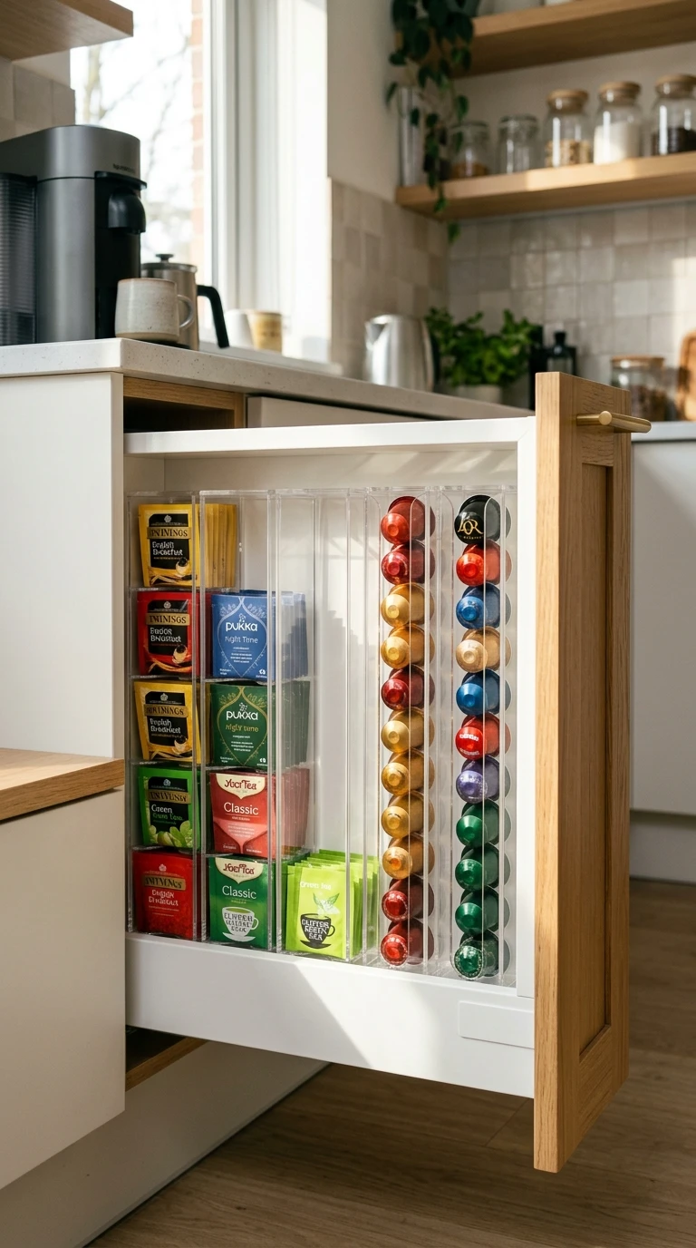 La boîte à sachets de thé et dosettes verticale