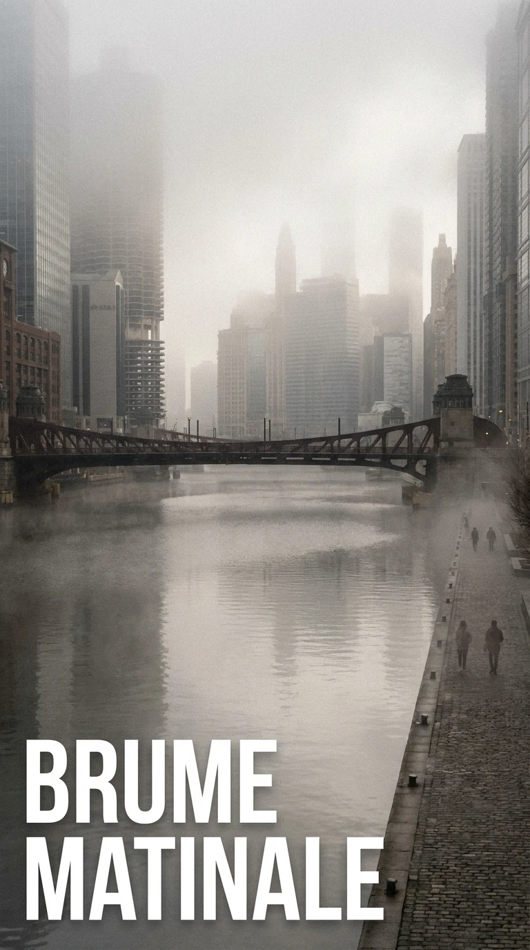 La brume matinale sur un fleuve urbain