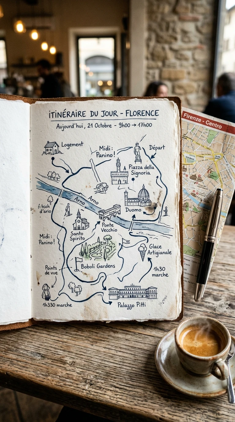 La carte simplifiée de l'itinéraire du jour