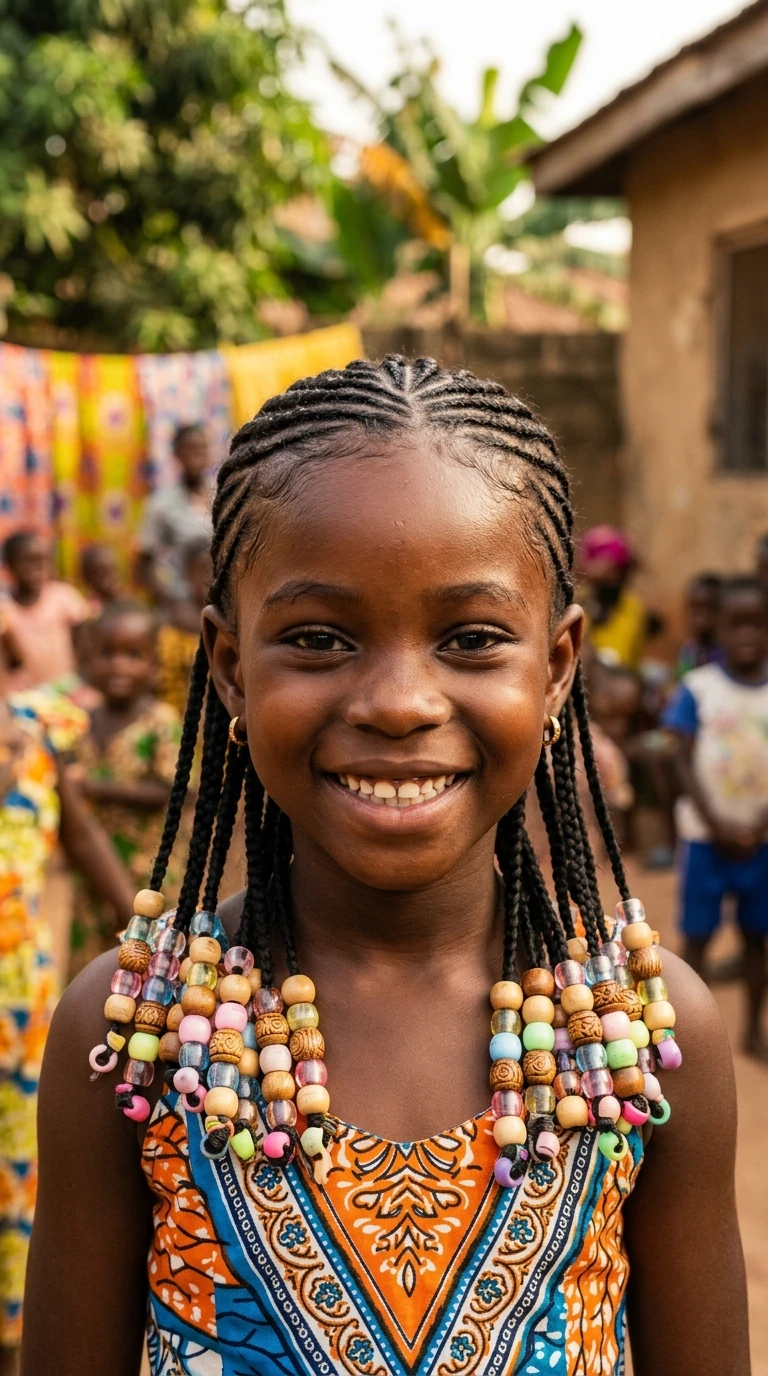 La coiffure africaine enfant avec perles