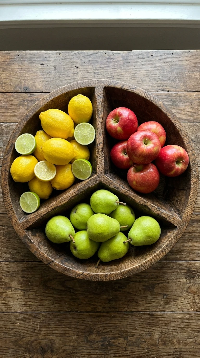 La corbeille compartimentée pour agrumes et fruits fermes