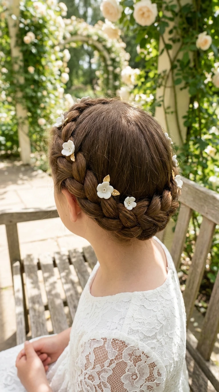 La couronne de tresses avec épingles florales