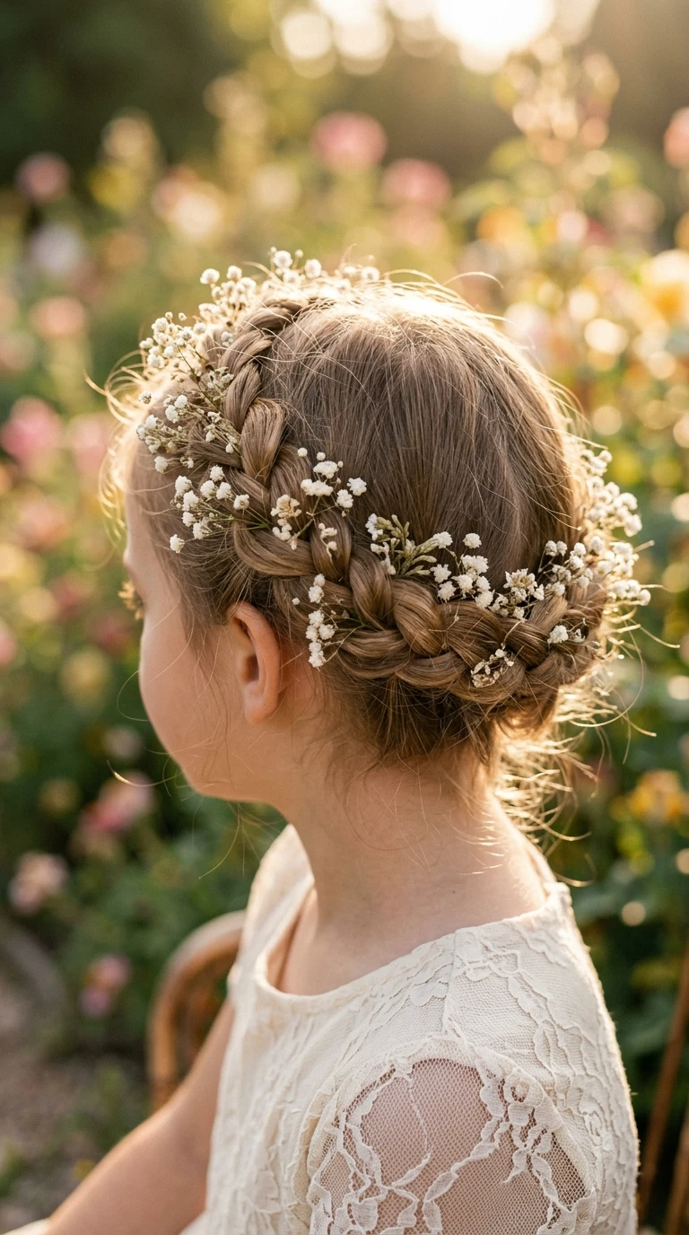 La couronne de tresses avec fleurs séchées