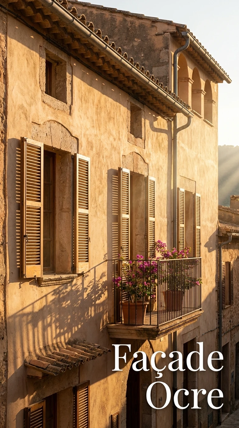 La façade ocre en fin d'après-midi