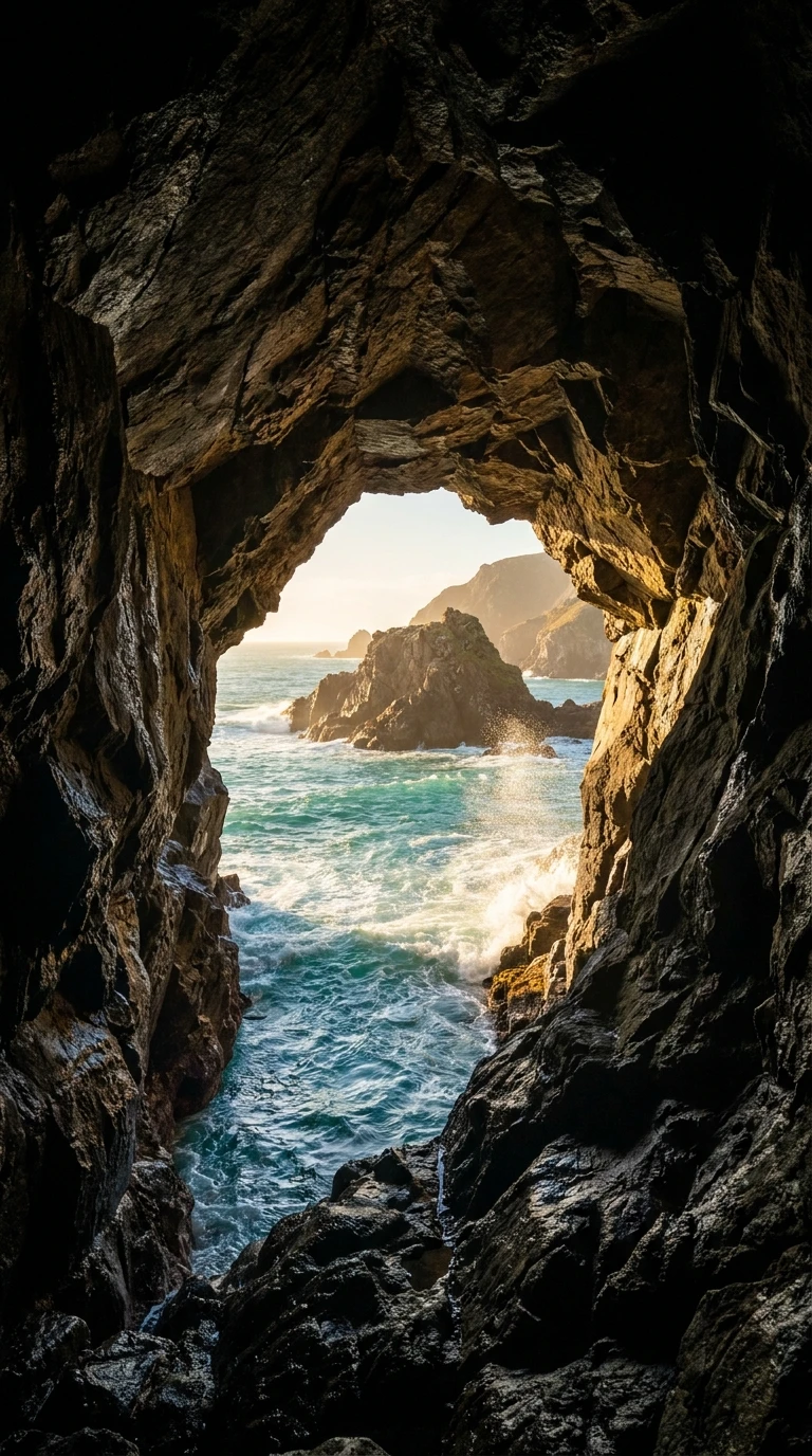 La grotte ou l'arche naturelle qui cadre le paysage
