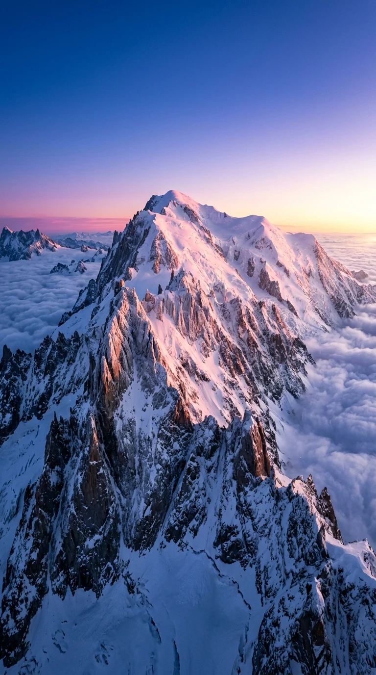 La montagne enneigée au lever du soleil
