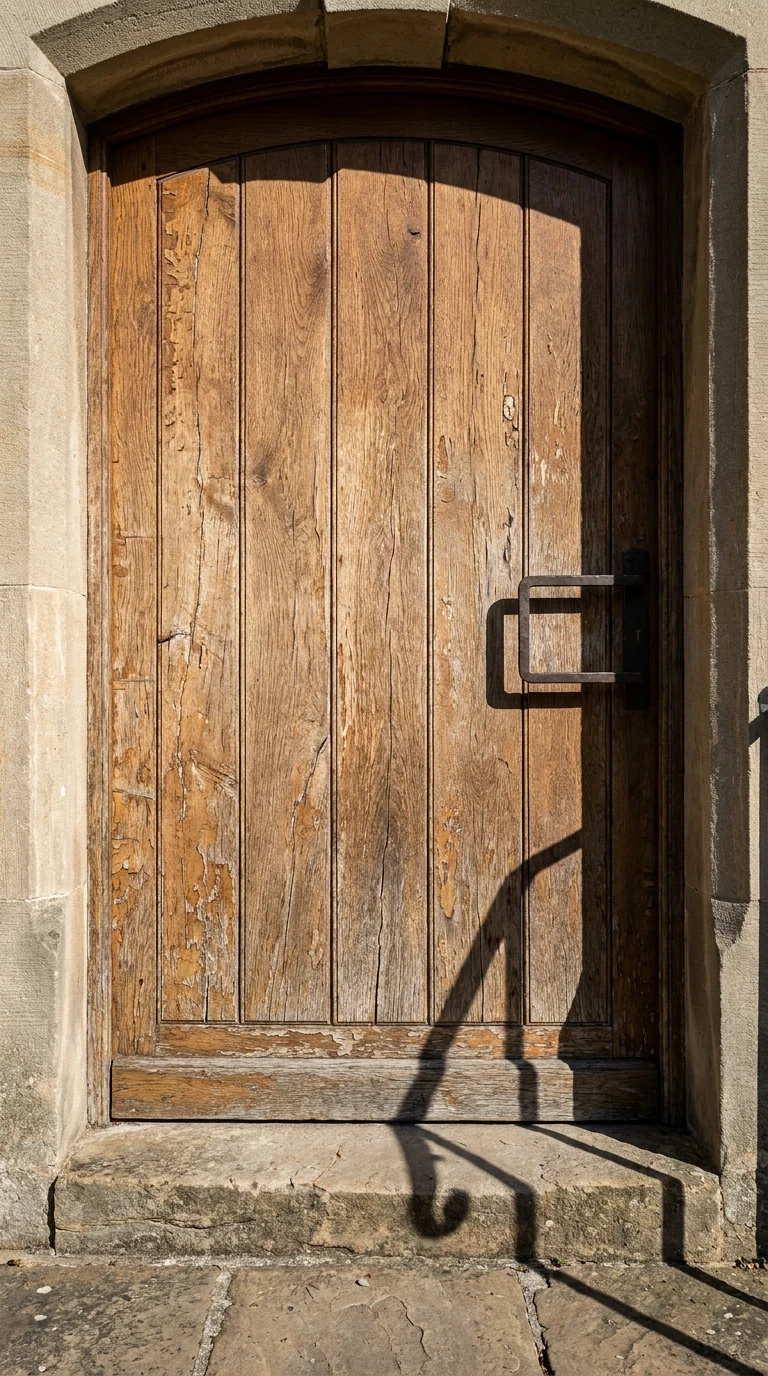 La porte de maison, avec sa poignée simplifiée
