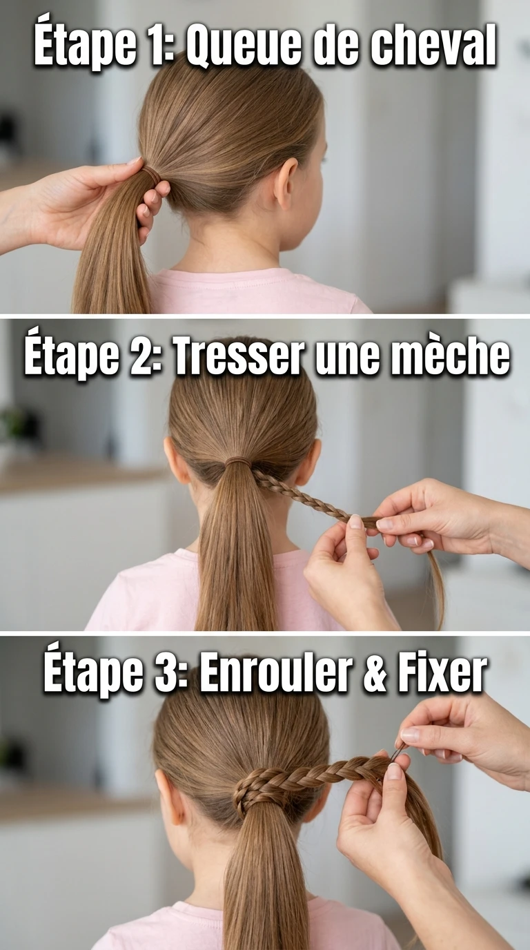 La queue de cheval avec tresse enroulée