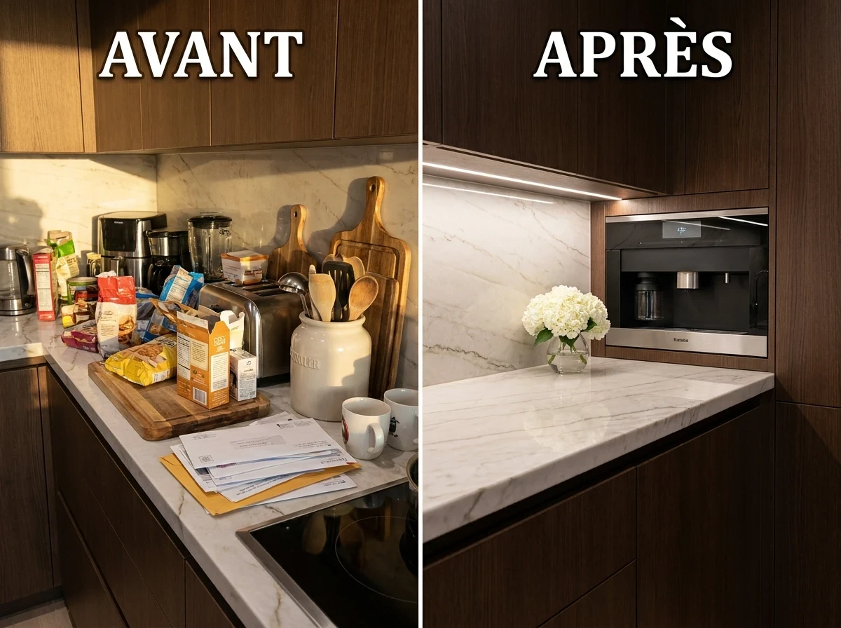 La réduction du plan de travail encombré en permanence