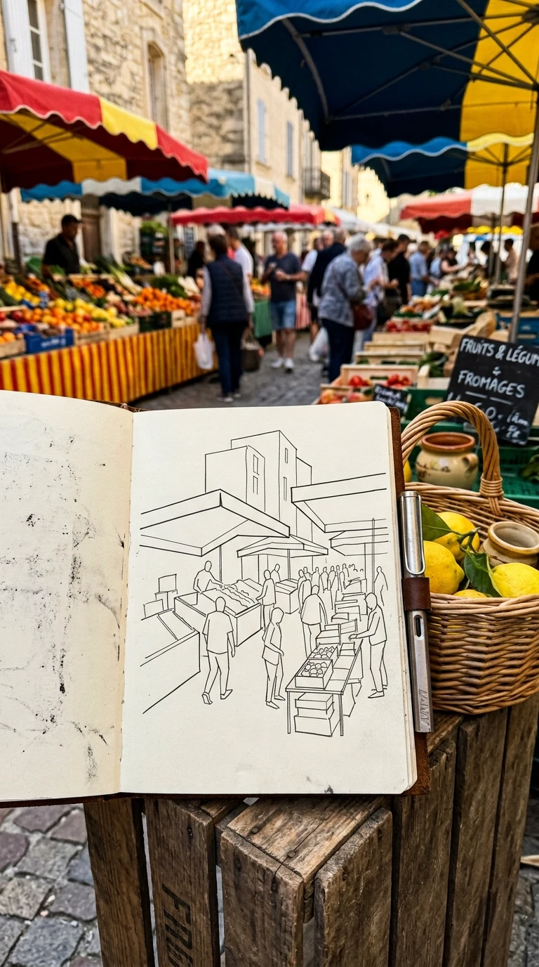 La scène de marché simplifiée