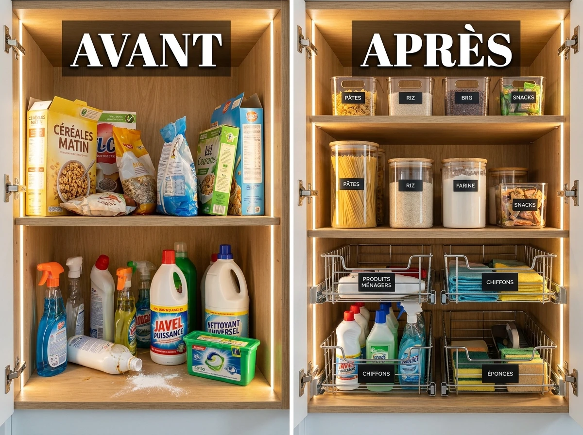 La séparation stricte entre produits ménagers et réserve alimentaire
