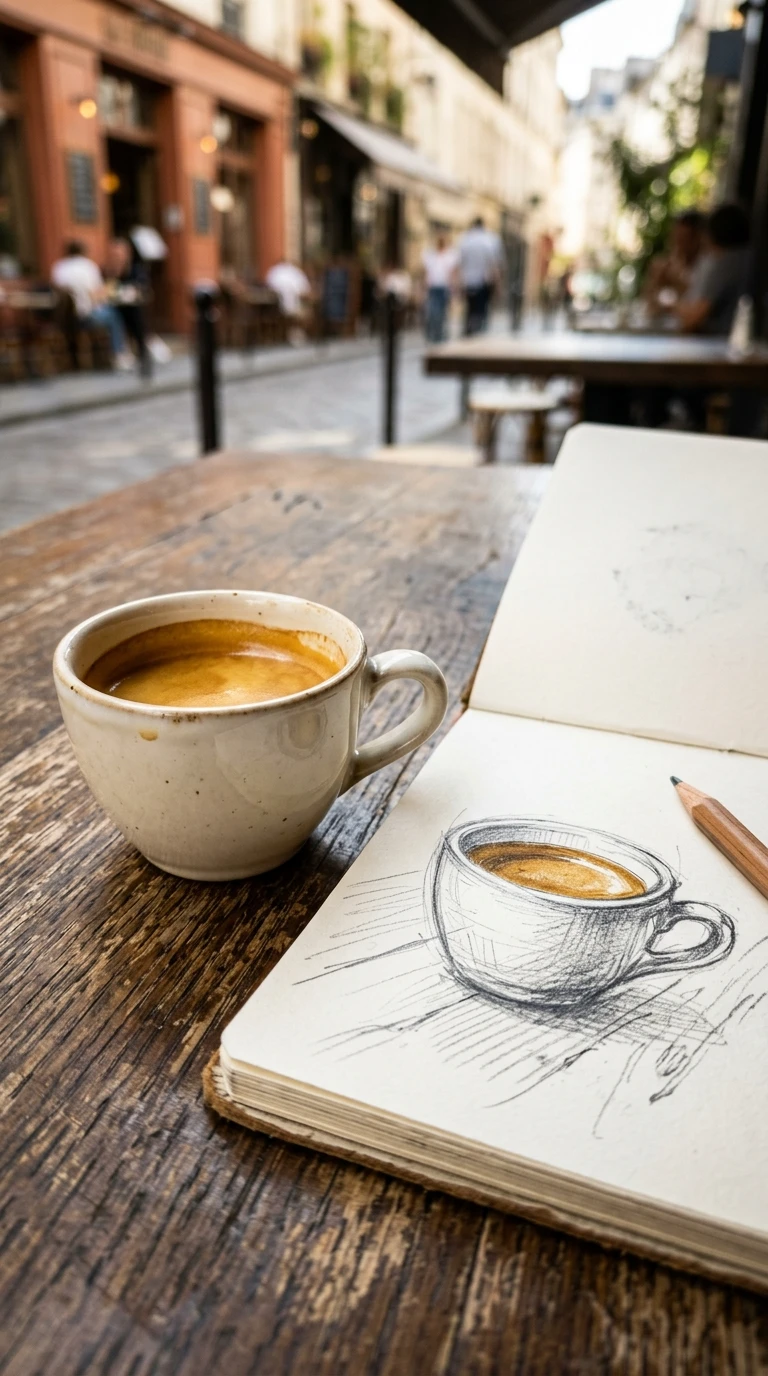 La tasse posée sur la table