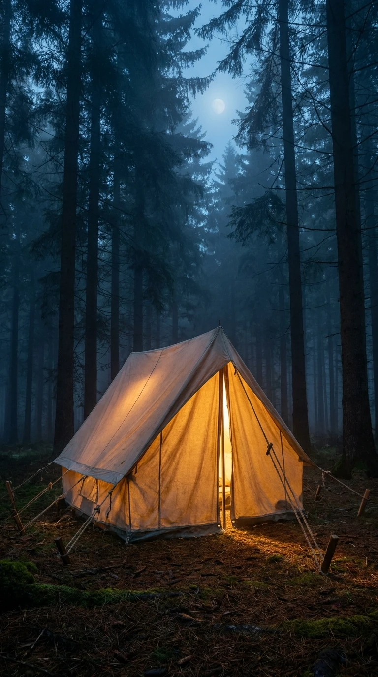 La tente de camping plantée pour la nuit