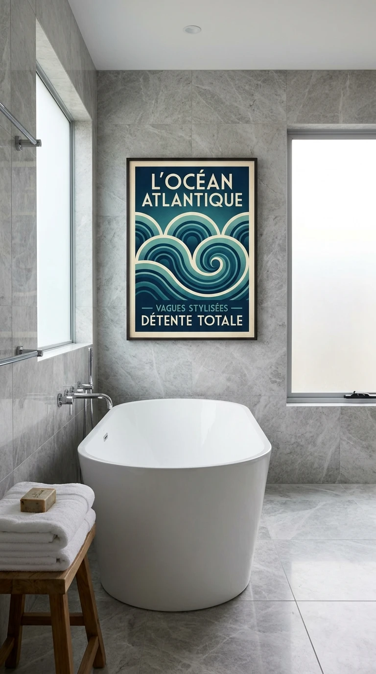 La vague stylisée en courbes concentriques