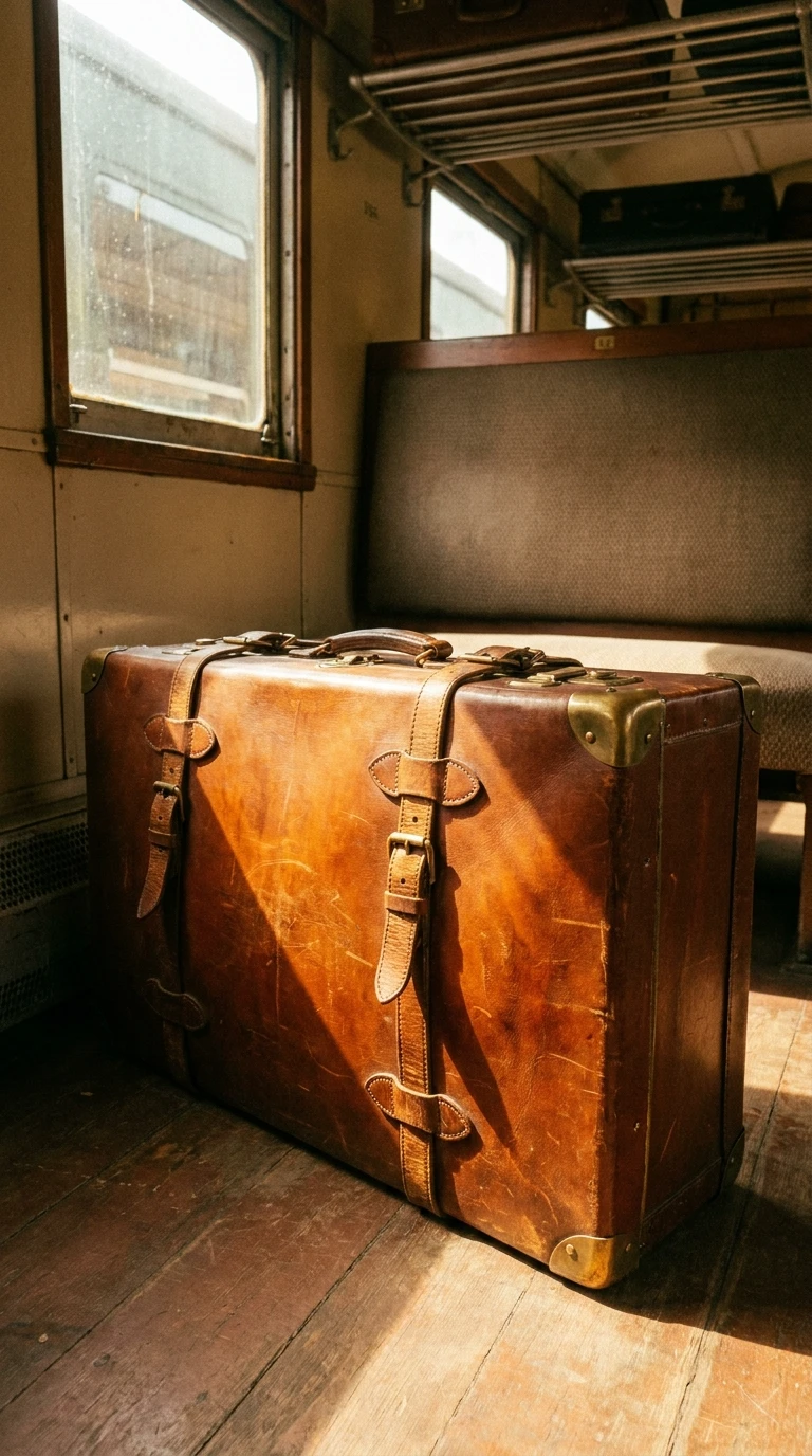 La valise fermée, sangles incluses