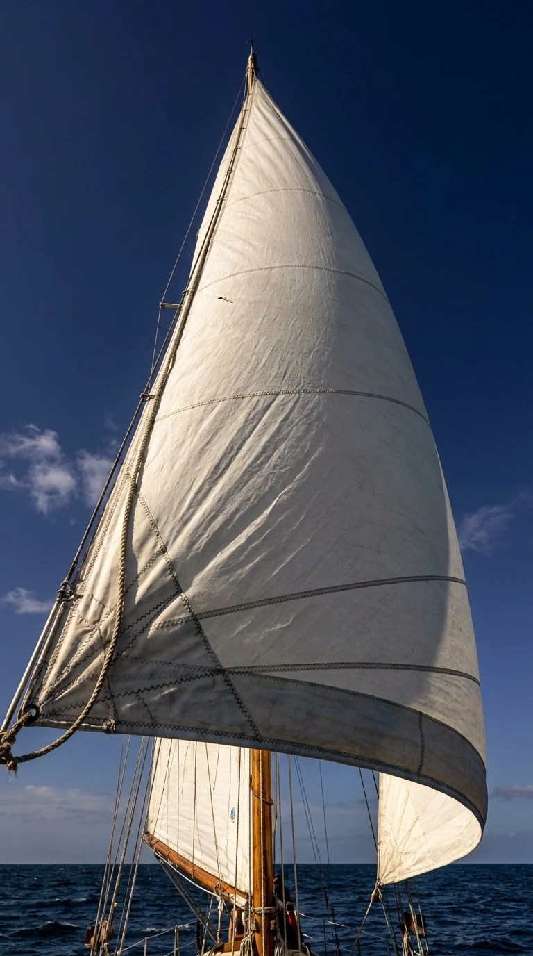 La voile de bateau gonflée par le vent