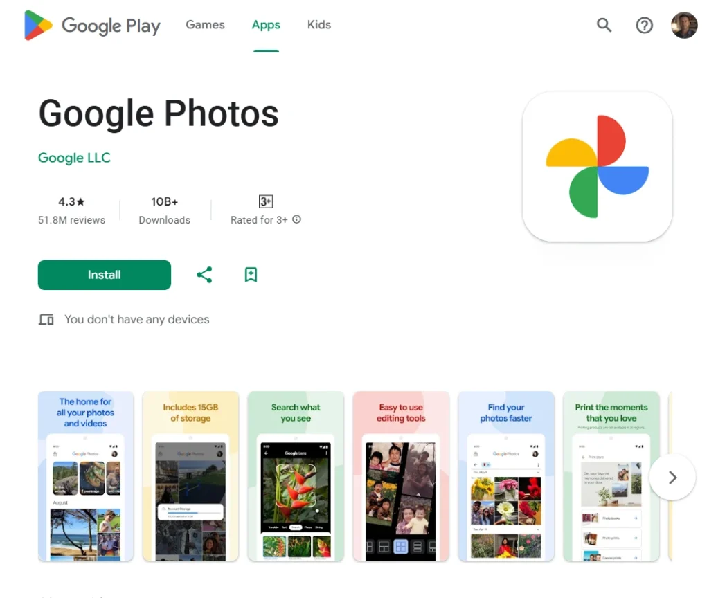 Application Google Photos