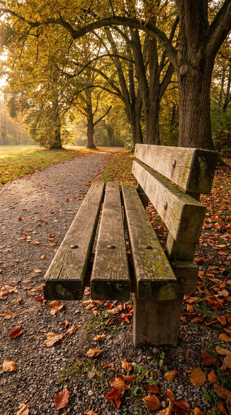 Le banc de bois simple, dans un parc
