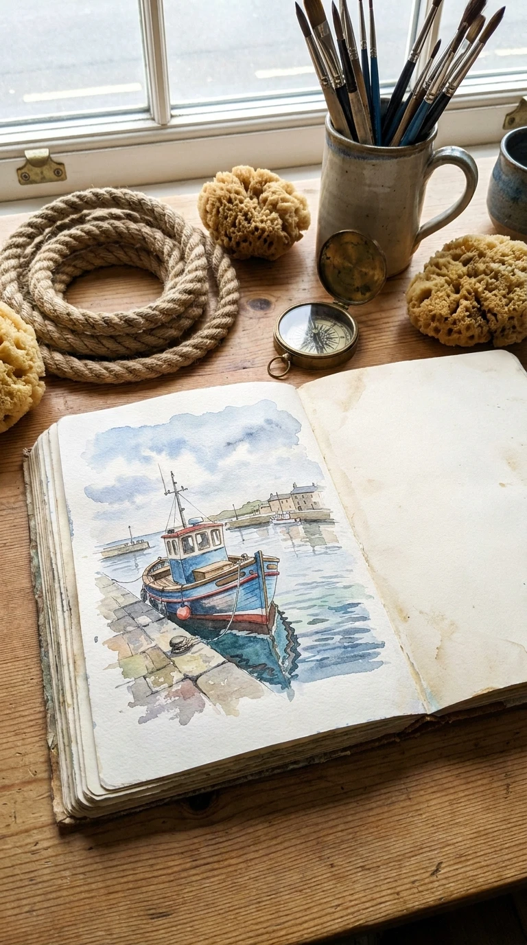 Le bateau de pêche amarré au port