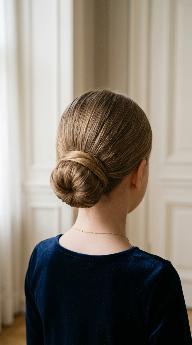 Le chignon bas avec mèche enroulée