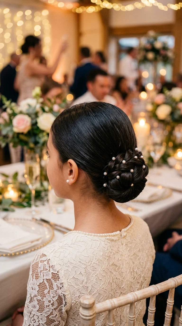 Le chignon bas perlé