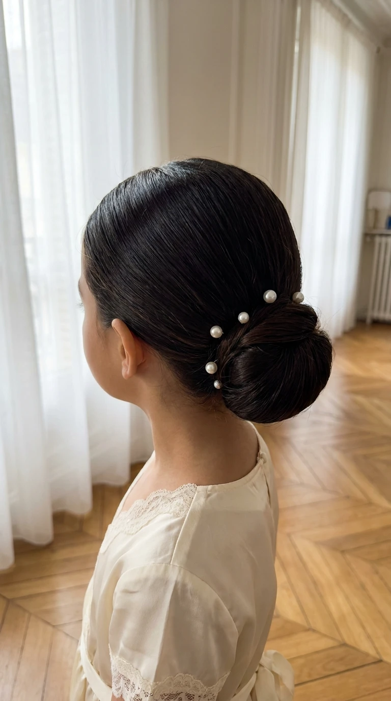 Le chignon bas perlé