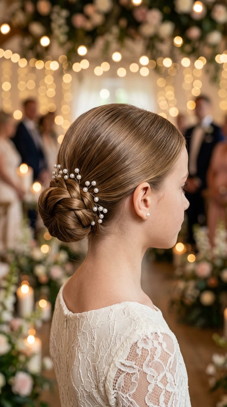 Le chignon bas perlé