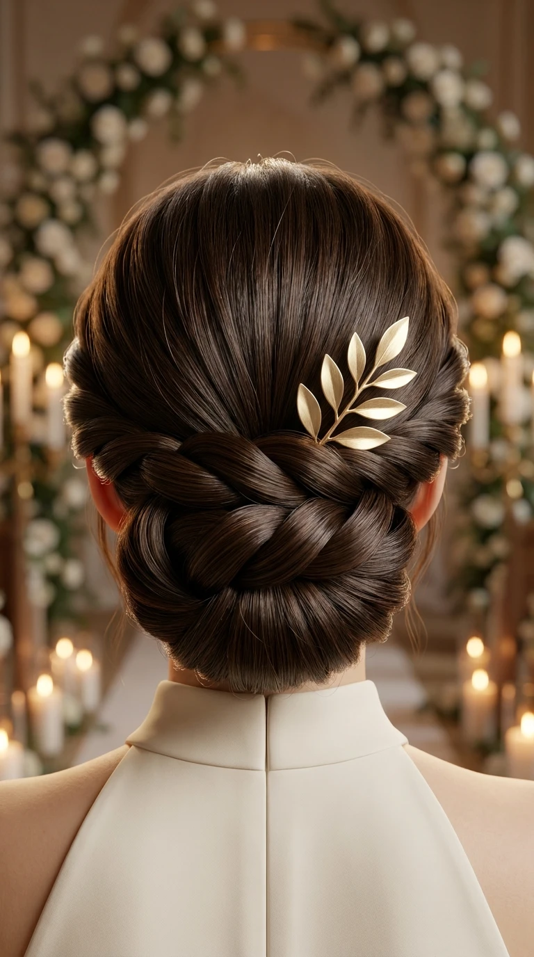 Le chignon twisté avec accessoire doré