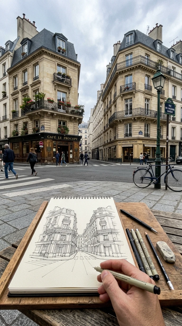 Le coin de rue avec deux ou trois bâtiments