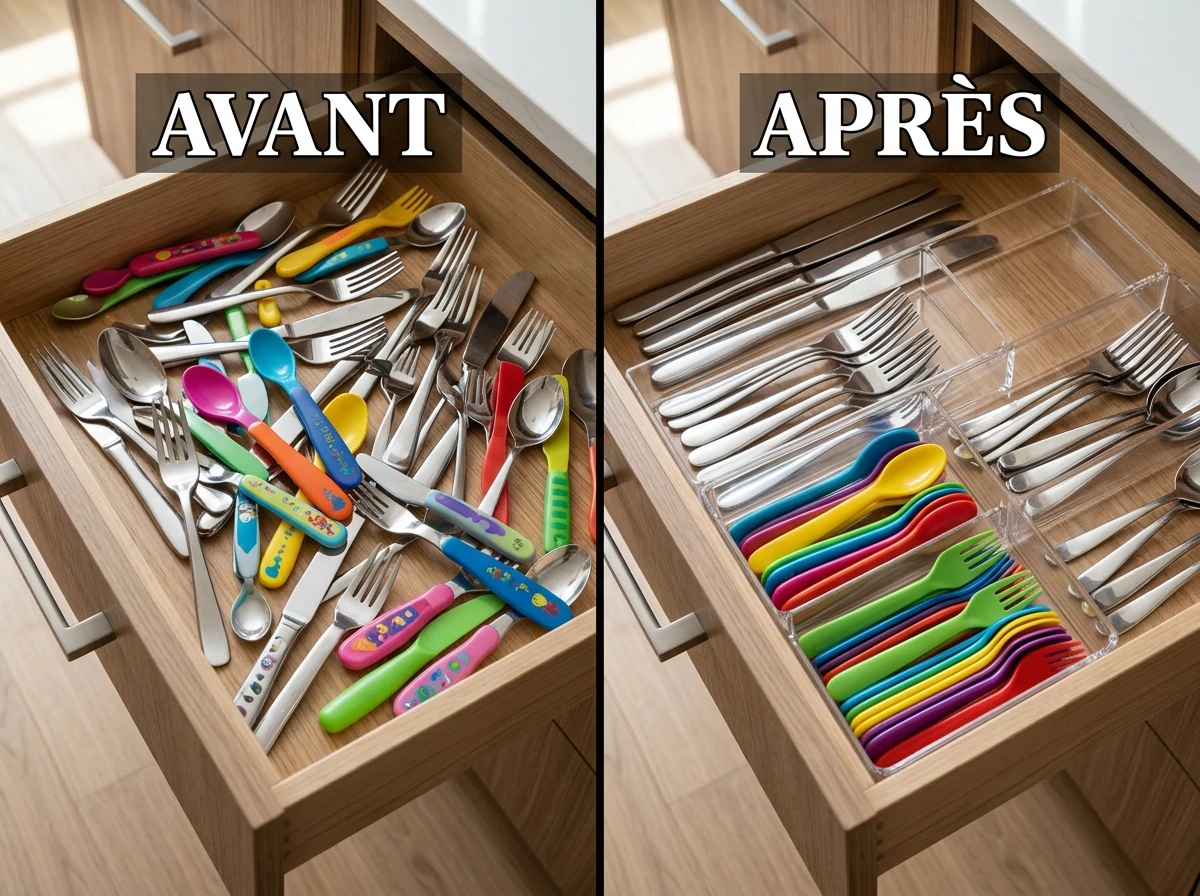 Le compartiment dédié aux couverts d'enfant