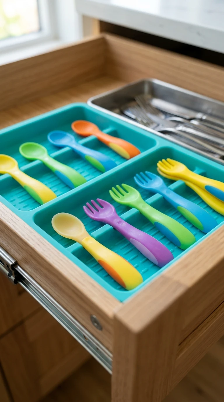 Le compartiment lavable pour couverts de bébé