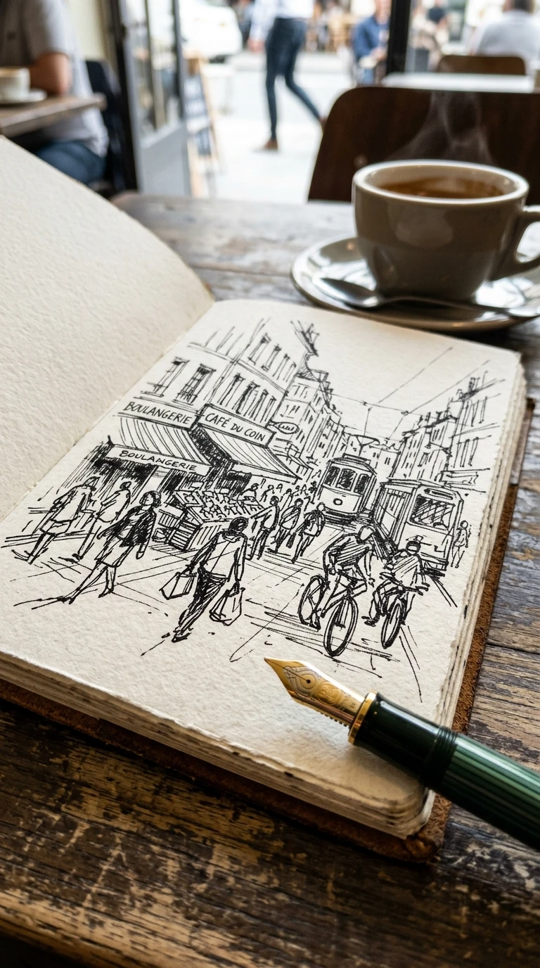 Le croquis à l'encre, rapide et nerveux