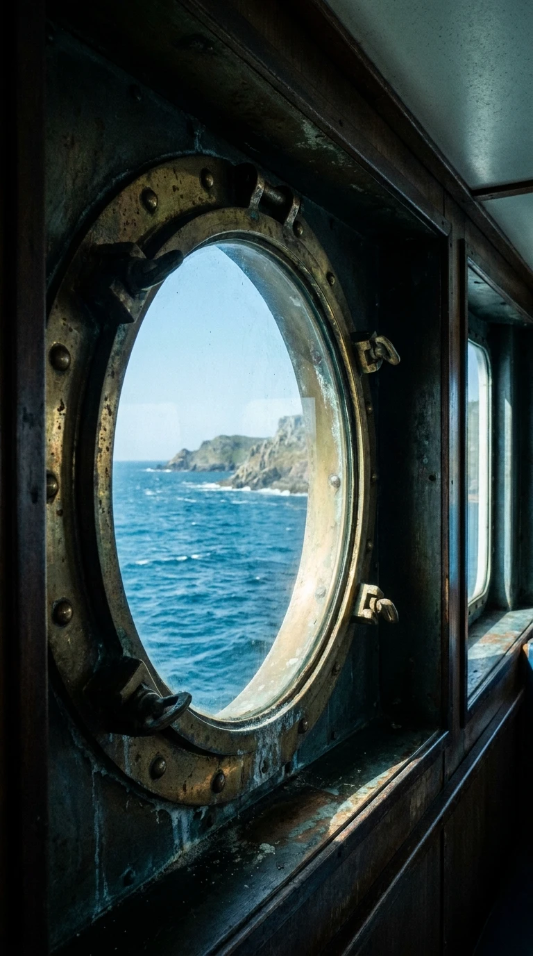 Le hublot vu depuis l'intérieur d'un avion ou d'un bateau