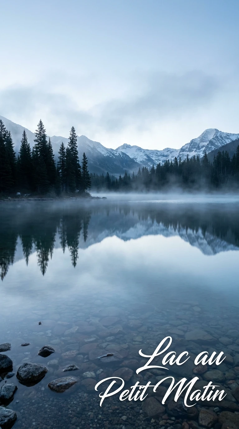 Le lac de montagne au petit matin