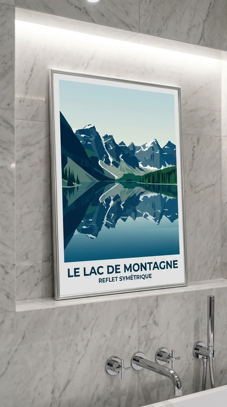 Le lac de montagne et son reflet